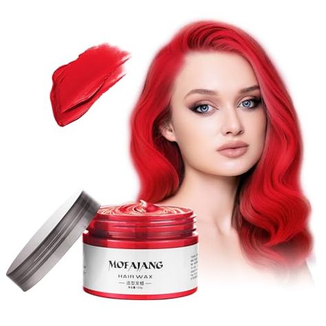 EFLY 4.23 oz-Instant Hairstyle Cream Hair Pomades, Temporary Styling Hair Color Wax for Party, Cosplay, Easy Cleaning (1, Red) Hair Color Wax, Grey Hair Color Silver, Temporary Hair Color Spray, Hair Color Spray, Temporary Hair Dye, Natural Red Hair, Change Hair, Cream Hair, Silver Grey Hair