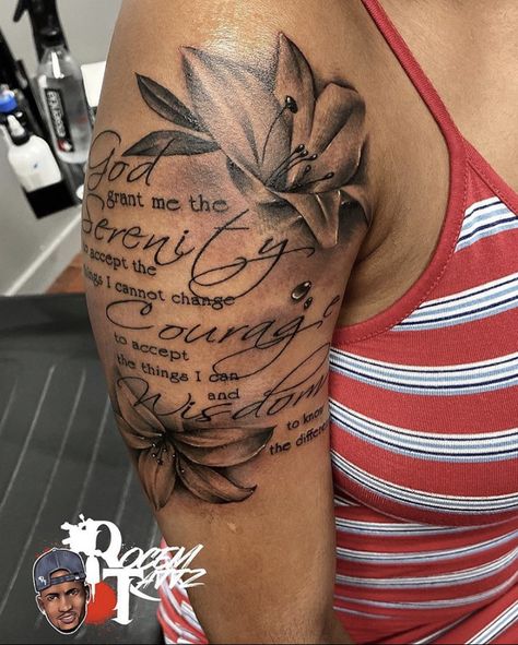 Serenity Prayer Tattoo Design, Serenity Prayer Tattoo, Prayer Tattoo, Girl Shoulder Tattoos, Hand Tattoos For Girls, Cute Hand Tattoos, Mom Tattoo Designs, Anklet Tattoos, Quality Quotes