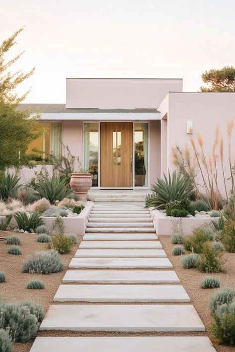 40+ Modern Front Yard Landscaping Ideas for Max Curb Appeal Arizona Front Yard Landscaping, Arizona Front Yard, Curb Appeal On A Budget, House Curb Appeal, Modern Front Yard Landscaping Ideas, Tall Ornamental Grasses, Modern Front Yard Landscaping, Permeable Paving, Low Maintenance Shrubs