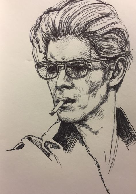 David Bowie Drawing Sketch, David Bowie Silhouette, David Bowie Sketch, Rockstar Drawing, David Bowie Drawing, Bowie Drawing, Bowie Art, Arte Punk, Hippie Painting