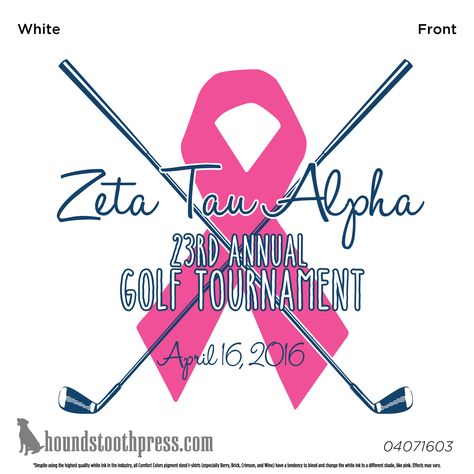 Zeta Tau Alpha Philanthropy, Sorority Paintings, Zeta Tau Alpha, Golf Tournament, White Ink, Sorority, Comfort Colors, Golf, Custom Design