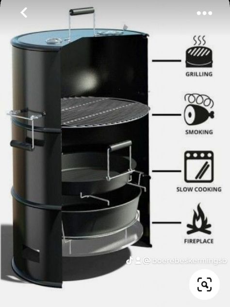 Oil Drum Bbq, Backyard Grill Ideas, Barbeque Grill Design, Bbq Design, Diy Rocket Stove, Pizza Oven Outdoor Diy, Bbq Stand, Gerobak Dorong, Apartment Ideas On A Budget