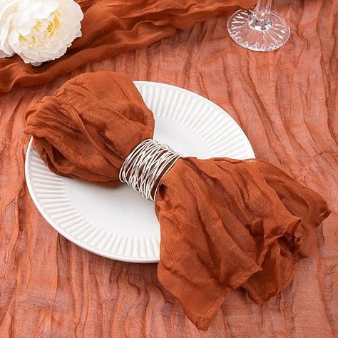 Amazon.com: Vitalizart Cheesecloth Table Runner 10ft Gauze Boho Rustic Pink Nude White Cheese Cloth Table Runner for Wedding Bridal Shower Fall Thanskgiving Decoration 120 Inches : Home & Kitchen Flameless Candles Wedding, Cheesecloth Napkins, Christmas Cloth Napkins, Fall Napkins, Macrame Table, Western Restaurant, Linen Dinner Napkins, Macrame Table Runner, Candle Wedding Decor