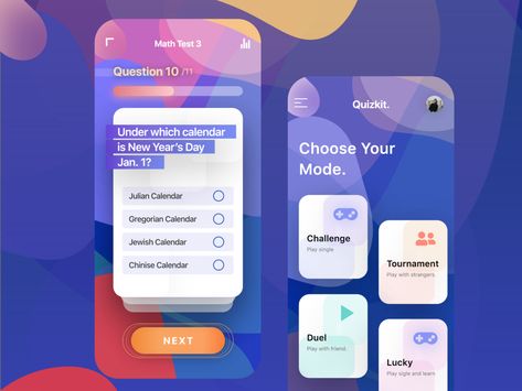 Quiz App UI by Oğuz bülbül on Dribbble Quiz App Ui, Questionnaire Design, Quiz Design, App Interface Design, Game Ui Design, Website Design Layout, App Design Inspiration, App Interface, App Ui Design