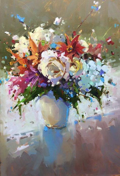 Michele Hampson Usibelli Painting Competition, Still Life Flowers, Oil Painting Flowers, Flower Art Painting, Online Painting, Gouache Painting, Abstract Flowers, Art Oil, Abstract Art Painting