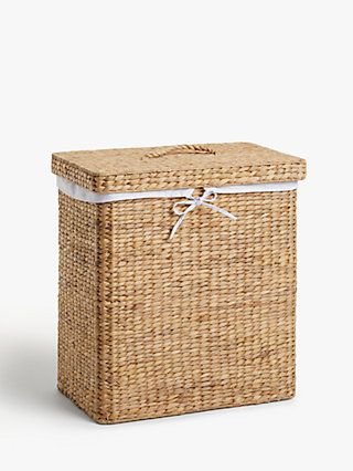 Laundry Baskets, Bins & Bags | John Lewis & Partners Storage Basket Ideas, Laundry Basket Organizer, Double Laundry, Hallway Ideas Diy, Water Hyacinth Basket, Storage For Small Spaces, Bathroom Storage Basket, Hyacinth Basket, Organizer Baskets