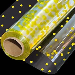 SYOGUA 100ft X 34in Extra Wide Clear Cellophane Wrap with Gold Polka Dots, Transparent Thicker Clear Cellophane Wrapping Paper, Clear Gift Wrap Cellophane Roll for Baskets, Treats, Holiday, Christmas Gifts Cellophane Wrapping, Cellophane Wrap, Gold Polka Dots, Baby Health, Holiday Christmas Gifts, Pharmacy Gifts, Holiday Christmas, Gift Wrapping Supplies, Gift Wrap