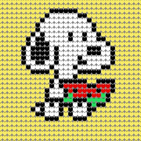 Snoopy Pearl Beads, Snoopy Perler Bead Pattern, Snoopy Perler Beads, Snoopy Perler, Beaded Snoopy, Melty Bead Designs, Holiday Cross Stitch Patterns, Pixel Beads, Perler Art