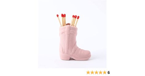 Cowboy Boot Match Holder, Match Jar with Striker Matchstick Boot, Matchstick Storage Ceramic Cowboy Match Holder, Aesthetic Candles Jar for Kitchen Bathroom Interior Decoration (No Matches) (Pink) Boot Match Holder, Candles Jar, Match Jar, Match Holder, Aesthetic Bathroom, Aesthetic Candles, Cowboy Boot, Interior Decoration, Kitchen Bathroom