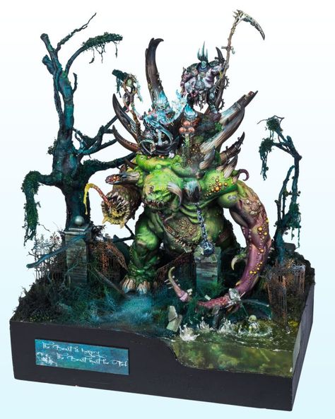 U.K. 2017 Coventry - Warhammer Age of Sigmar Large Model - Demon Winner, the unofficial Golden Demon website Nurgle Age Of Sigmar, Golden Demon Winners, Warhammer Diorama, Rpg Figures, Golden Demon, Chaos Game, Warhammer Painting, Miniatures Painting, Miniature Bases