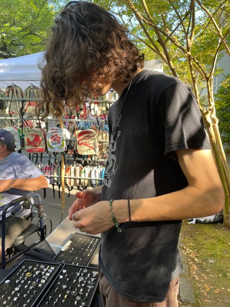 Skater Guys Aesthetic, Curly Hair Brunette Boy, Long Curly Mens Hair, Messy Boy Aesthetic, Boy Long Curly Hair, Blonde Skater Boy, Ren Love And Gelato, Boys With Long Curly Hair, Long Hair Boy Aesthetic