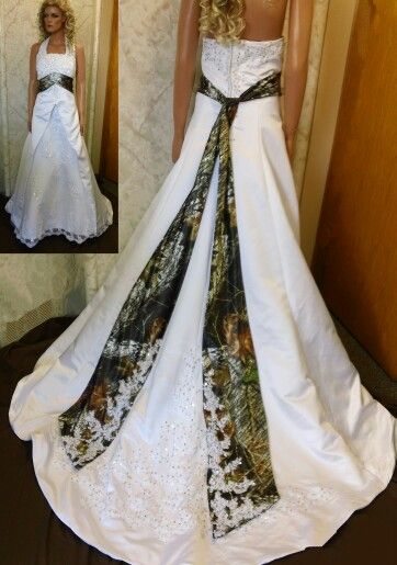 Simple wedding dress with camo White Camo Wedding Dress, White Camo Wedding, Camouflage Wedding Dresses, Camo Wedding Dress, Camo Wedding Dresses, Dresses Country, Camouflage Wedding, Outfits Fo, Country Style Wedding