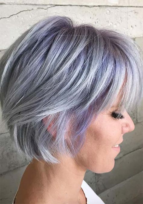 51 Fabulous Layered Haircuts & Hairstyles for Short Hair | Fashionisers© - Part 46 Short Grey Bob Hairstyles, Going Grey, Cute Short Haircuts, Silver Hair Color, Short Grey Hair, Latest Short Hairstyles, Trendy Short Haircuts, Short Layered, Hair 2018