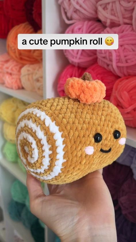 Pumpkin Roll Amigurumi Free Crochet Pattern DIY crochet toys #diycrochettoys #crochet #crochettoy #crochettoys 3.316 Plushies Tutorial, Free Crochet Toy Patterns, Crochet Project Free, Diy Crochet Toys, Diy Crochet Patterns, Crochet Plushies, Crochet Toys Free, Fall Crochet Patterns, Fall Crochet