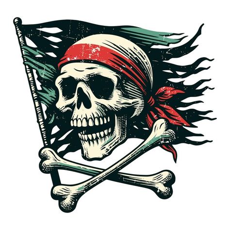 Stylized Skull, Pirate Flag, Pirate Life, Skull And Crossbones, Skull Art, Flash Tattoo, Premium Vector, Graphic Resources, Graffiti