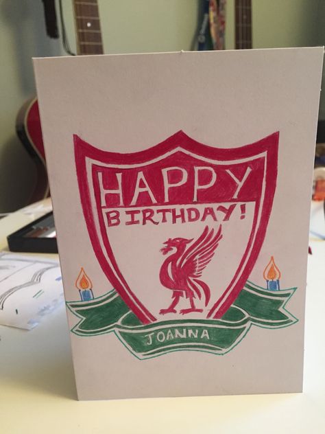 Personalised Liverpool FC birthday card - handmade by Jess Liverpool Birthday Cards, Liverpool Gifts For Him, Liverpool Gifts, Birthday Card Online, Father Birthday Cards, Birthday Verses, Birthday Accessories, Fc Liverpool, Father Birthday