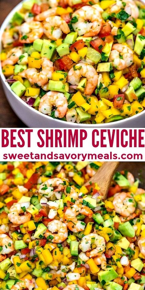 Shrimp Ceviche Recipe, Ceviche Recipe, Delicious Seafood Recipes, Shrimp Ceviche, Savory Meals, Seafood Appetizers, How To Cook Shrimp, Recipe Video, Avocado Salad