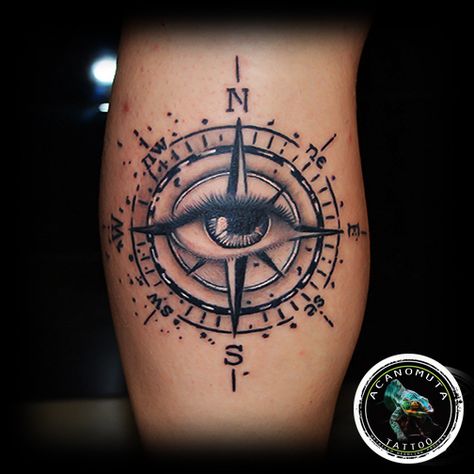 Realistic Eye and Compass Tattoo is a great suggestion for leg tattoo. Eye Tattoo Realistic, For Leg Tattoo, Compass Tattoo Meaning, Angle Tattoo, Realistic Makeup, Tattoo Lounge, Salvation Tattoo, Tattoo Eye, Surreal Tattoo