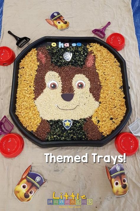 Hear all about our FAVOURITE themed tuff trays in this blog! 🤩 Paw Patrol Tuff Tray Ideas, Paw Patrol Messy Play, Tuff Tray Party Ideas, Paw Patrol Tuff Tray, Disney Creatures, Toddlers Room, Psi Patrol, Marshall Paw Patrol, Tuff Tray