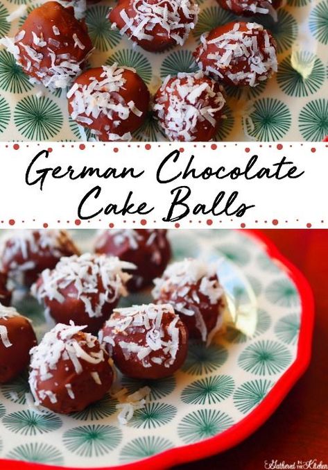 The most amazingly delicious German Chocolate Cake Balls that are easy to make using a boxed cake mix and can frosting. Chocolate Cake Balls, Chocolate Box Cake, German Chocolate Cake Mix, Coconut Pecan Frosting, Chocolate Cake Pops, Best Crockpot Recipes, Boxed Cake, Crumble Cake, Coconut Pecan