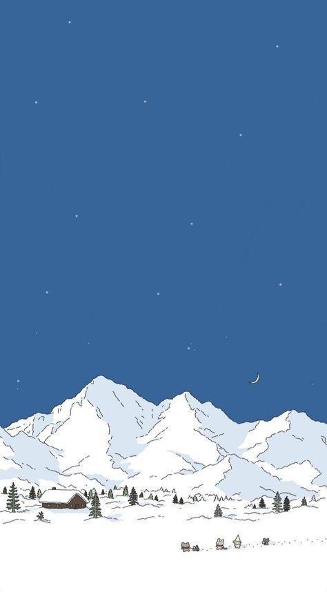 Christmas Phone Wallpaper Aesthetic Simple, Ghibli Winter Wallpaper, Snow Background Drawing, Christmas Landscape Wallpaper, Winter Screensavers Wallpapers, Cute Xmas Wallpaper Iphone, Kawaii Winter Wallpaper, Christmas Homescreen Wallpaper, Snow Reference