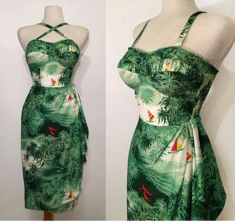 Tiki Pinup, Tiki Fashion, Hawaiian Wear, Attic Studio, Tiki Dress, Hawaiian Fashion, 1940's Fashion, Hawaiian Dresses, Tiki Tiki