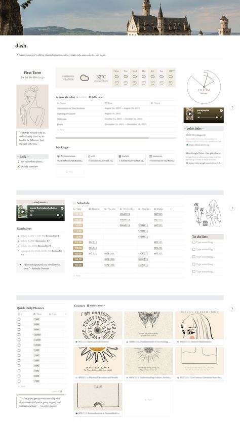 Notion Homepage Layout, Notion School Dashboard, School Dashboard, Notion Gif, Notion Home Page, Notion School, Notion Study, Notion Layout, Notion Inspiration