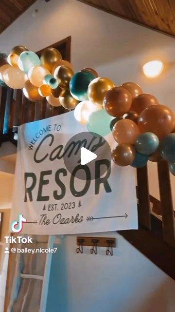 Bailey 🤍 on Instagram: "Welcome to CAMP!! 🐻🏕️💚💍 Camp Resor Bachelorette weekend." Circle Backdrop With Balloons, Circle Backdrop, Camp Camp, October 2, Bachelorette Weekend, Balloons, Camping, On Instagram, Instagram