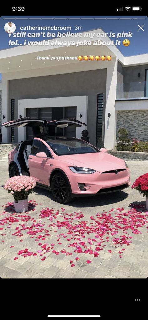 Pink Tesla, Girly Car Accessories, Ace Family, Girly Car, Lux Cars, Car Goals, Wheels On The Bus, Tesla Model X, Luxury Lifestyle Dreams