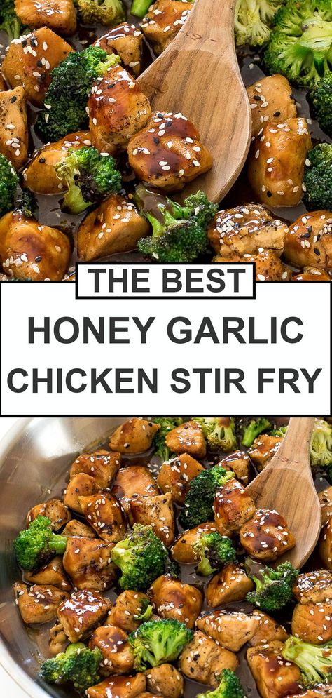 Honey Garlic Chicken Stir Fry, Garlic Chicken Stir Fry, Wok Recipes, Stir Fry Recipes Chicken, Broccoli Stir Fry, Chicken And Broccoli, One Skillet, Honey Garlic Chicken, Chicken Stir Fry