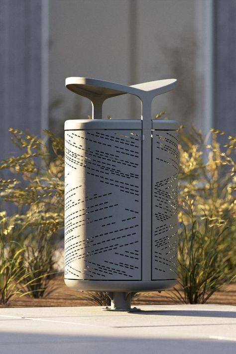 Tonyo Receptacles are a beautifully modern waste solution. Available with FSC 100% Cumaru hardwood or powdercoated stainless steel slats. Urban Furniture Design, Stainless Steel Furniture, Litter Bin, Outdoor Trash Cans, Mechanical Engineering Design, Waste Container, Urban Lighting, Urban Landscape Design, Urban Furniture