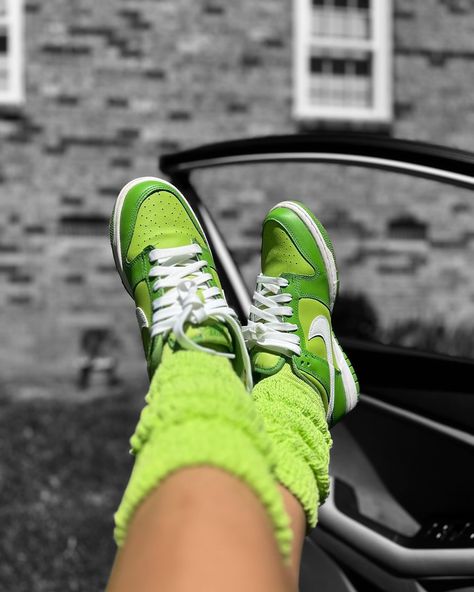 Our hive member chose a monochromatic look pairing our lime green slouch socks with the “chlorophyll” low top dunks Are you loving the monochromatic looks? #fyp #explore Low Top Dunks, Lime Green Outfit, Lime Green Outfits, Monochromatic Looks, Dunks Outfit, Slouch Socks, Shoe Inspo, Green Outfit, Lime Green