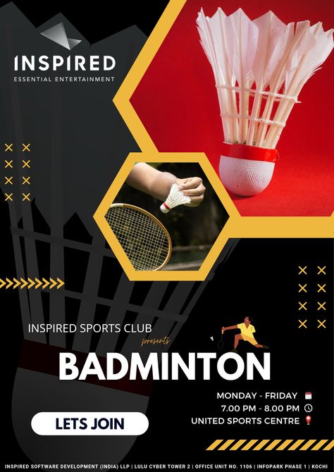 Sports Poster #sports #poster #badminton #event #eventPoster #club Badminton Poster Design, Sports Event Poster, Poster Badminton, Badminton Poster, Badminton Store, Event Poster Design Inspiration, Badminton Championship, Jesus Christ Portrait, Assignment Ideas