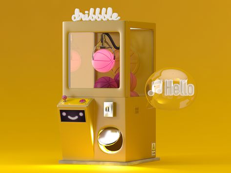 Hello Dribbble! smiley vending machine first shot render 3d isometric c4d yellow claw machine debut Claw Machine, Arcade Machine, 3d Artwork, Google Lens, 3d Modelling, Vending Machine, Machine Design, 3d Illustration, 3d Design