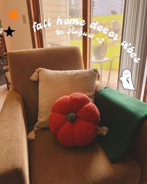 Cozy fall home decor vibes couldn’t come fast enough 🎃🧡 So what it’s August ¯\_(ツ)_/¯ I’m in love with this pumpkin throw pillow I crocheted! Yarn used: Bernat Blanket Orange Leaf & Smokey Green #crochetaddict #fallcrochet #fallhomedecor #spookyseason #spookycrochet #pumpkincrochet #pumpkinpillow #halloweenthrowpillow Crochet Pumpkin Pillow, Cozy Fall Home, Biggest Pumpkin, Bernat Blanket, Halloween Throw Pillow, Pumpkin Pillows, Leaves Pillow, Crochet Leaves, Fun Crochet