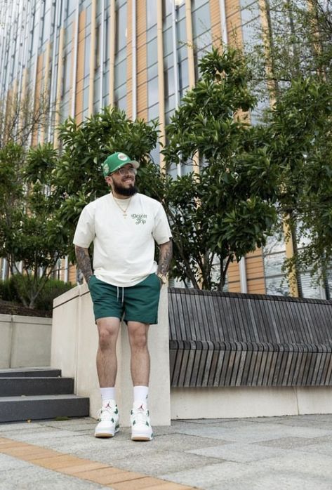 Jordan 4 Pine Green Outfit Men, Jordan 4 Sb Pine Green Outfit, Pine Green Jordan 1 Outfit, Green Athletic Shorts For Summer Streetwear, Green Shorts Outfit Men, Jordan 1 Outfit Men Summer, Jordan 4 Oxidized Green Outfit Men, Summer Streetwear Green Cargo Shorts, Pine Green Outfit