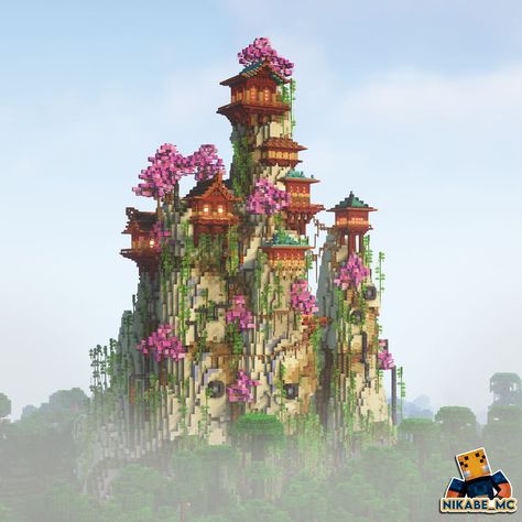 Japanese Minecraft Builds, Minecraft Mountain House, Minecraft Mountain, Minecraft Japanese, Japanese Village, Minecraft Interior Design, Bangunan Minecraft, Minecraft Castle, Cute Minecraft Houses