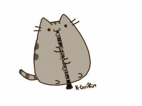 Pusheen likes to play the clarinet!?! Cat Meme, Pusheen, Music Notes, A Cat, To Draw, Gloves, Music