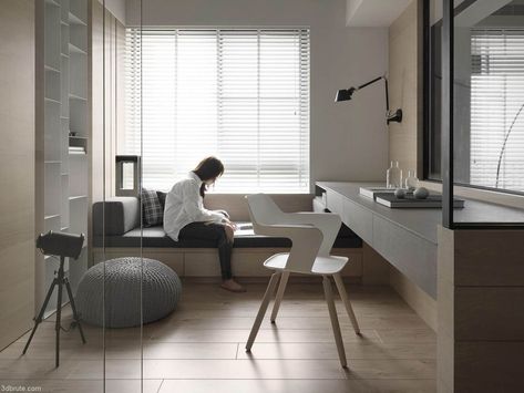 Apartemen Studio, Study Room Design, 아파트 인테리어, Room Deco, Study Rooms, Home Office Space, Window Seat, Home Office Design, 인테리어 디자인