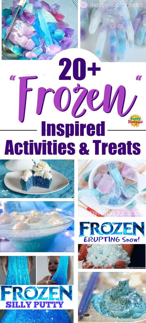 Great crafts, treats and activities inspired by Disney's Frozen - great for kids' parties, or for home or the classroom if you have kids who love Anna and Elsa! #HappyHooligans #KidsCrafts #CraftsForKids #DaycareCrafts #KidsArt #ArtForKids #PreschoolCrafts #CraftsForTweens #CraftsForTeens #Treats #Disney #Frozen #Anna #Elsa #Science #PartyIdeas Elsa Crafts Preschool, Frozen Party Activities For Kids, Frozen Crafts For Toddlers, Frozen Classroom, Frozen Party Activities, Frozen Activity, Elsa Crafts, Disney Frozen Crafts, Frozen Birthday Party Games