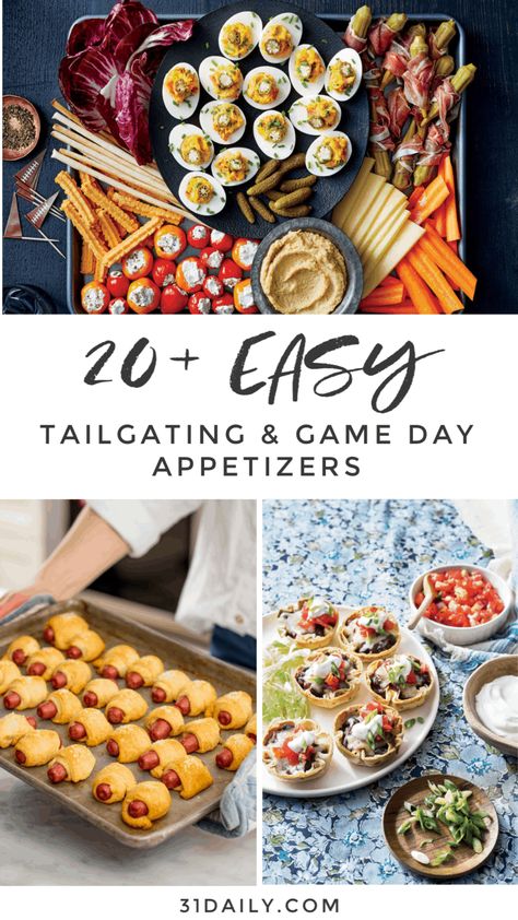 It's the season for easy football food appetizers. Whether you're tailgating, hosting, bringing, or staying home, these Game Day Appetizers will feed your crowd this football season. And bring a win every time! Easy Football Food, Bean And Cheese Enchiladas, Gameday Appetizers, Avocado Hummus Recipe, 31 Daily, Cheddar Burger, Easy Teriyaki Chicken, Bean Dip Recipes, Food Game