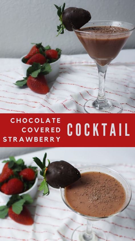 chocolate covered strawberry cocktail recipe Strawberry Cocktail Recipe, Strawberry Cocktail, Strawberry Cocktails, Homemade Strawberry Sauce, Strawberry Vodka, Chocolate Covered Strawberry, Chocolate Liqueur, Cream Liqueur, Strawberry Sauce