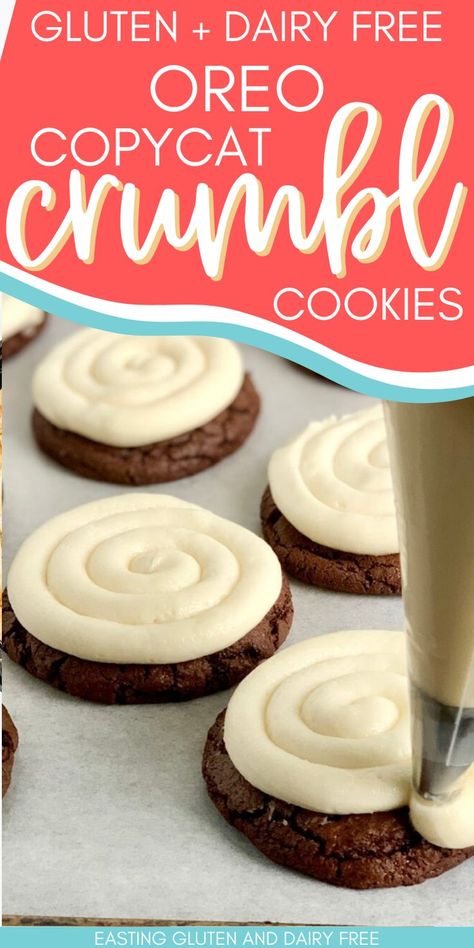 Oreo Brownie Cookie, Brownie Cookie Recipe, Gluten Free Crumble, Dairy Free Cookie Recipe, Crumble Cookie Recipe, Oreo Brownie, Gluten Free Dairy Free Dessert, Dairy Free Cookies, Easy Gluten Free Desserts