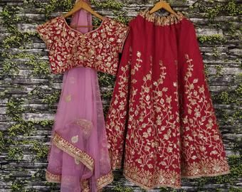 Purple raw silk lehenga with embroidered floral jaal work | Etsy Pink Lengha, Lehenga Bridesmaid, Pakistani Lehenga, Red Lehenga Choli, Lehenga Choli For Women, Bollywood Bridal, Choli For Women, Choli Dress, Raw Silk Lehenga