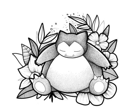 Snorlax Tattoo, Pikachu Tattoo, Pokemon Painting, Pokemon Sketch, Pokemon Tattoo, Gaming Tattoo, Tattoo Stencil Outline, Pokemon Coloring, Tattoo Art Drawings