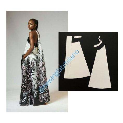 Sewing Lab Milano, Drawstring Dress Pattern, Drape Skirt Pattern, Long Flared Dress, Skirt Sewing, African Dresses Modern, Diy Clothes Design, Draped Skirt, Blouse Pattern Sewing