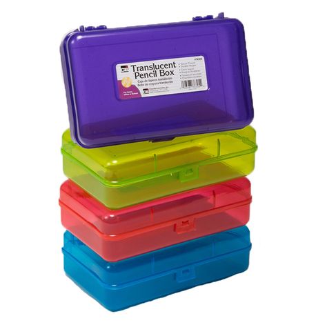 "Get these Assorted Charles Leonard Transparent Pencil Boxes, 12ct. at Michaels. com. These stylish boxes will hold all your school supplies, and come in assorted transparent colors, letting you see the contents with ease. Sold as a pack of 12 in assorted colors (no color choice). This item comes in assorted styles. While we make every effort to ensure items in stock are represented accurately online, at this time, we are unable to ensure that you will receive this item in the style you see pict Pencil Storage, Pencil Box, Pencil Boxes, Writing Supplies, Red Accents, No Color, Color Choices, Pencil Case, School Supplies