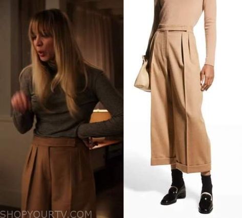 The Flight Attendant: Season 2 Episode 2 Cassie’s Tan Trousers The Flight Attendant, Flight Attendant Fashion, Tan Trousers, Minimal Wardrobe, Worn On Tv, Where To Buy Clothes, Clothes Style, Trouser Style, Work Wardrobe