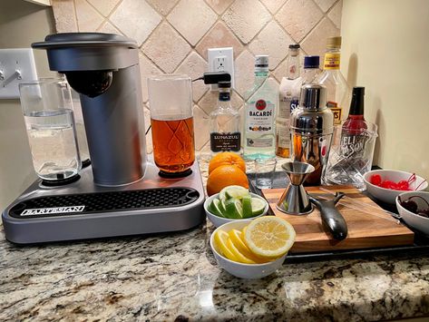 Bartesian Cocktail Maker Set Up, Bartesian Cocktail Maker Recipes, Bartesian Cocktail Maker Bar Cart, Bartesian Cocktail Maker Set Up Ideas, Bartesian Cocktail Maker, Colorado Apartment, Bar Cart Ideas, Cocktail Machine, Easy Drinks To Make