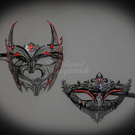 Black Pink Couples Masquerade Mask, His Hers Masquerade Mask, Filigree... ❤ liked on Polyvore featuring jewelry, filigree jewelry, pink jewelry, masquerade jewelry and metal jewelry Masquerade Outfit Men, Masquerade Ball Men, Masquerade Jewelry, Steampunk Face Mask, Butterfly Masquerade Mask, Elegant Masquerade Mask, Masquerade Outfit Ideas, Masquerade Ball Outfits, Masks For Halloween